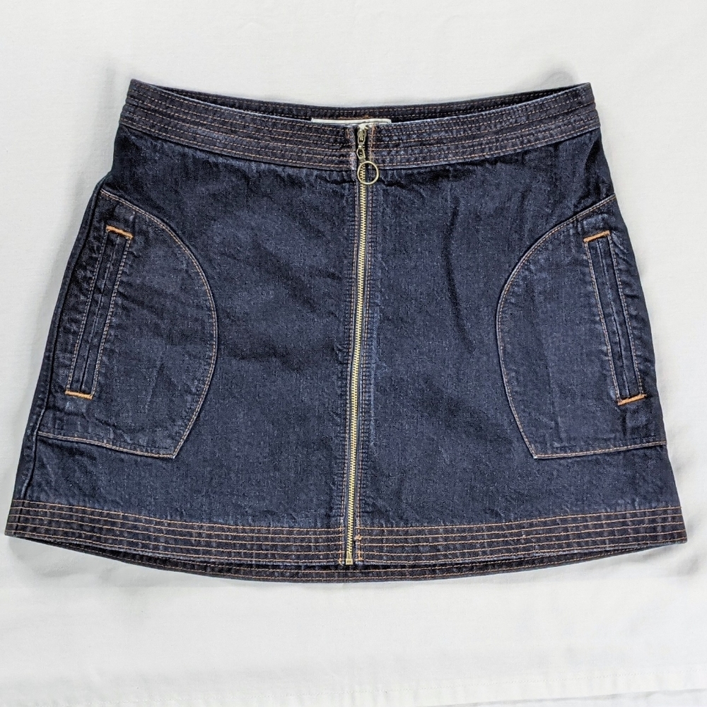 Abercrombie & Fitch Vintage Y2K Dark Denim Zip-Front Mini Skirt